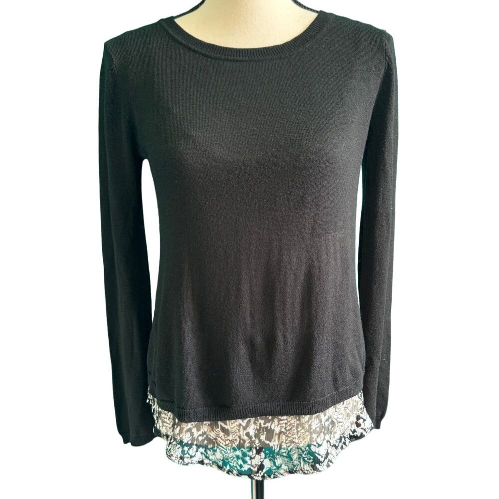 Verve Blues Tulip Back Black Double Layer Sweater Animal Print Women's Small